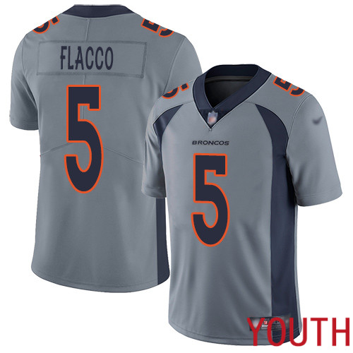 Youth Denver Broncos #5 Joe Flacco Limited Silver Inverted Legend Football NFL Jersey